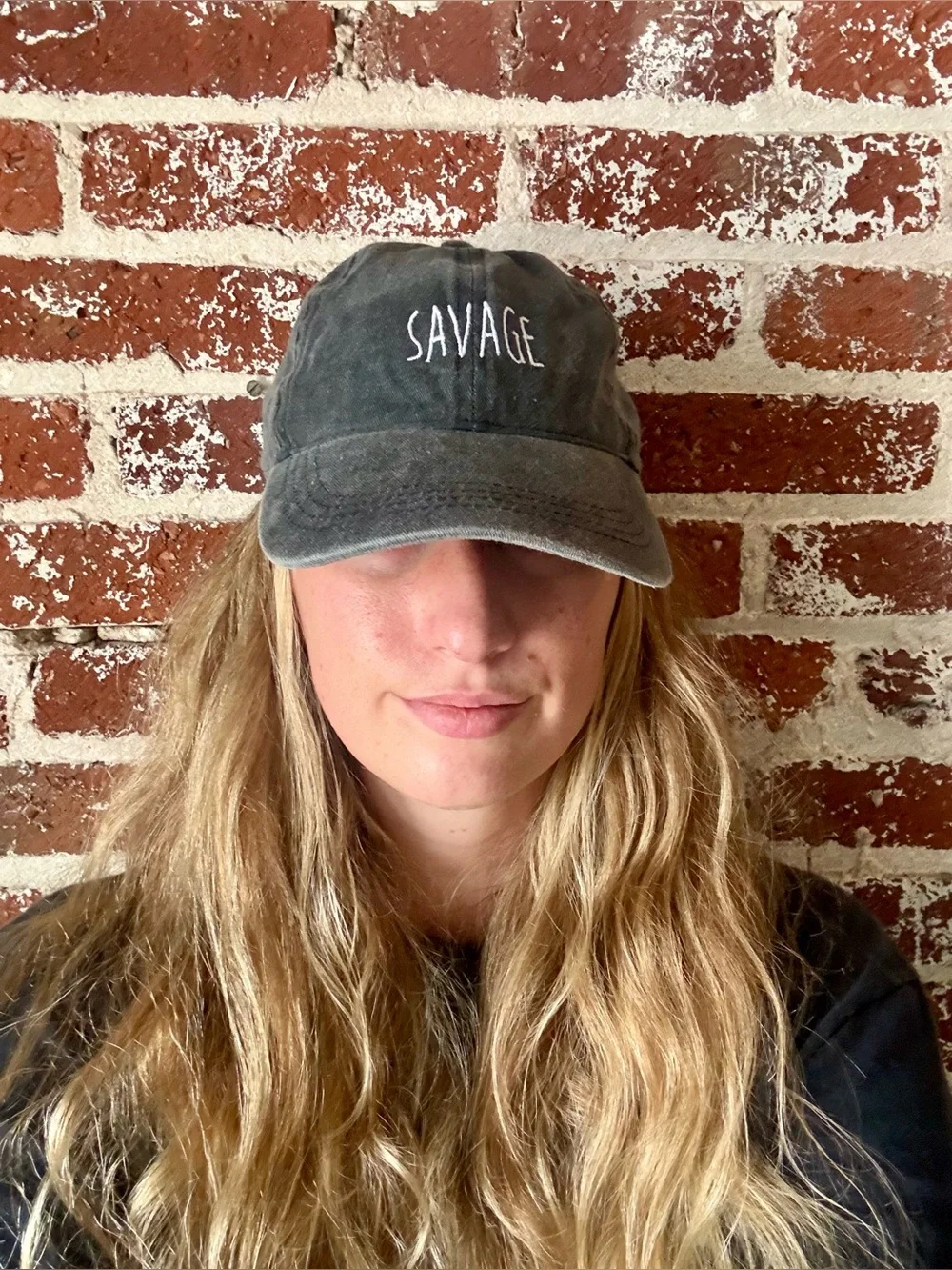 gray minimalist “savage” baseball cap
